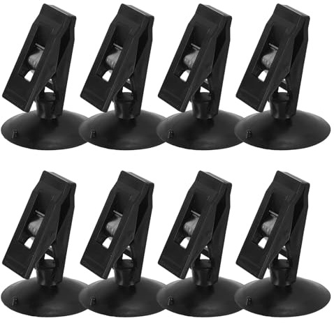 AKOOSY 8pcs Suction Cup Clips with Strong Holders, Multipurpose Compact Design for Car Windscreen, Office and Home Use, Black PVC and Abs Material, for Parking Tickets and Cards
