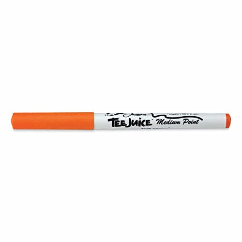Jacquard Tee-Juice Fabric Marker, Orange Permanent Textile Pen with Non-Bleed Ink to Decorate T-Shirts and Clothes, Heat Set Creates Lasting Art on Canvas, Supplies for Customisation, Medium Tip