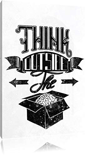 Pixxprint Think outside the box white, Größe: 120x80cm, Leinwandbild, fertig gespannt, Wandbild, Dekoration, Kunstdruck, kein Poster