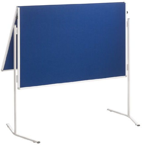 FRANKEN Moderationstafel ECO, doppelseitig, pinnbar, 120 x 150 cm, blau/Filz, klappbar, Pinnwand mit Standbeinen und Rollen, ECO-UMTFG03R
