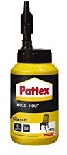 Pattex Bois Classic, colle à bois hautement résistante, colle vinylique pour montage, assemblage, placage ou contrecollage sur supports en bois, colle blanche, 250 g