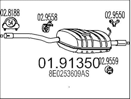 MTS 01.91350 Endschalldämpfer Endtopf 1170mm 8kg