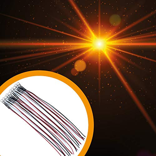 Lumetheus LED verkabelt 12 Volt 3mm Farbe orange 10 Stück verkabelte orangene Leuchtdioden mit Kabel verlötet
