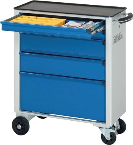 Werkzeugwagen mit Metallwanne mit Gummimatte, 5 Sc hubladen 2x65, 2x130 1x260 mm, BxTxH 700x350x860 m