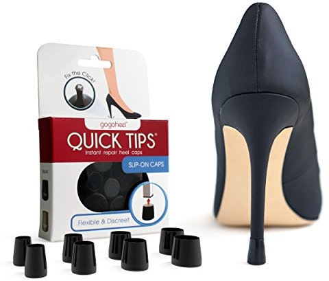 GoGoHeel QUICK TIPS - The Original High Heel Protector & Heel Repair Caps - 4 Pairs Multipack (XS, S, M, L, Black)