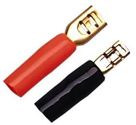 2 Set - Flachstecker-Set 2.8mm / 4.8mm schwarz/rot für Kabel bis bis 2.5mm²