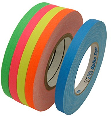 JVCC Gaff-Color-Pack Gaffers Tape Multi-Pack: 1/2 in. x 50 yds. 5 Rolls/Pack (Fluorescent Blue, Fl. Green, Fl. Orange, Fl. Pink, Fl. Yellow) by J.V. Converting