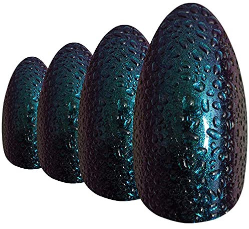 Faux Ongles Bling Art Vert Violet Eau Chamelon 24 Stiletto Longue Faux bouts d'ongles acrylique avec colle