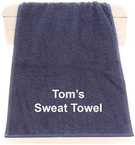 aztex Personalised Gym Towel, 100% Cotton, 30 x 90cm - Navy Blue