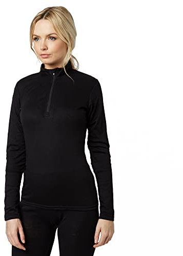 Peter Storm Women's Long Sleeve Thermal Zip Baselayer with Half Zip, Women's Thermal T-Shirt, Women's Warm Underwear Baselayer Top, Black, 16