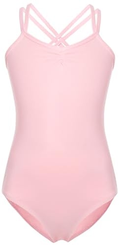 FONLAM Balletttrikot für Mädchen Ballettkleidung Turnanzug Mädchen Baumwolle Tanztrikot Tanzbody Gymnastikanzug Kinder (9-10 Jahre, Rosa)