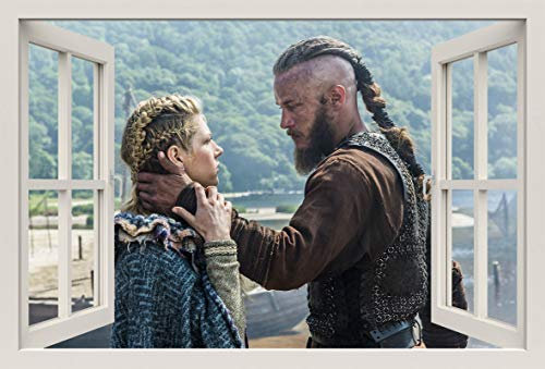 Unified Distribution Vikings TV Serie - Wandtattoo mit 3D Effekt, Aufkleber für Wände und Türen Größe: 92x61 cm, Stil: Fenster