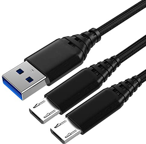 3M PS4 Controller Charger Cable, 10FT Micro USB Charging Sync Cord for Sony PlayStation 4/Dualshock 4/PS4 Slim/Pro, Microsoft Xbox One S/X, Play and Charge Wire - Black (2 Pack)