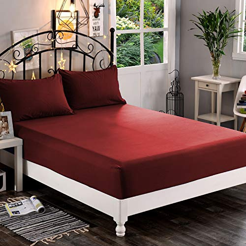 Elegant Comfort Premium Hotel Quality 1-Piece Fitted Sheet, Softest 1500 Thread Count Egyptian Quality Microfiber - Deep Pocket up to 16 inch, Wrinkle and Fade Resistant, Full, Burgundy