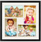 PHOTOLINI Bilderrahmen für 30x30 Schwarz Holz aus MDF, Fotorahmen quadratisch mit Passepartout für 4 Bilder, bruchsicheres Acrylglas, 30 x 30 zum Aufhängen, Zubehör - Rahmen 30x30 für Fotos & Poster