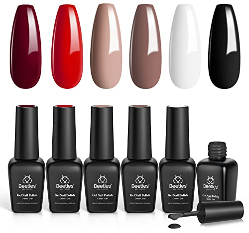 Beetles Nagellack Set, Schwarzer Weißer Roter GelLack Soak-Off-Nagellampe Gel Nagel Kit Herbst Winter Brauner Maniküre Kit Diy Zu Hause Für Frauen
