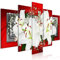 decomonkey Bilder Blumen Abstrakt 200x100 cm 5 Teilig Leinwandbilder Bild auf Leinwand Wandbild Kunstdruck Wanddeko Wand Wohnzimmer Wanddekoration Deko Lilie