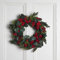 Lights4fun 50cm Türkranz Weihnachten mit grünen Blättern und rote Beeren Weihnachtsdeko Modern Adventskranz