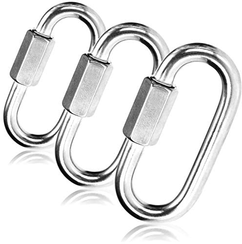 COM-FOUR® 3X Conector de Rosca - Eslabón de Emergencia de Cadena 8 mm - Mosquetón con Cierre de Rosca - Mosquetón de Material - Acero Inoxidable 304 (3 Piezas - 08 x 70 mm)