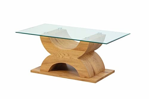 Inter Link - Moderner Couchtisch - Glastisch - MDF - Eiche Artisan Nachbildung - Couctisch X-Type