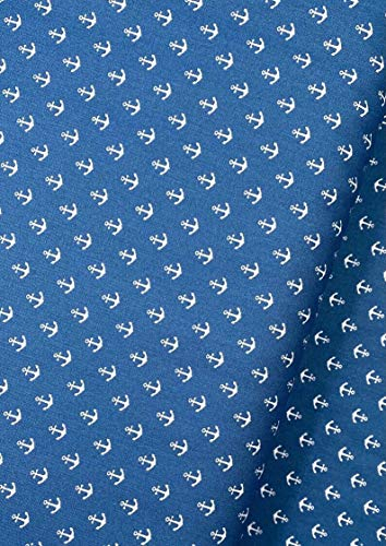 Baumwollstoff Dekostoff Anker mini Breite 145 cm ab 50 cm (Jeansblau, 0,5m)