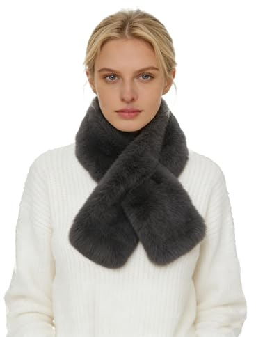 Lina & Lily Damen Winter Schal Halswärmer Kunstfell Kunstpelz Pull-Through