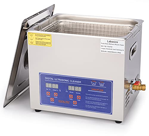 Labasics Ultrasonic Cleaner, Professional All-purpose Stainless Steel Ultrasonic Cleaner with Digital Display Timer and Heat Control for Laboratory 220V, 10L