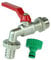 GASMIS Auslaufhahn 3/4 Zoll AG - Made in Italy - Wasserhahn aus Messing vernickelt für Innen und Außen, Inkl Schlauchanschluss und Hahnanschlussstück, Kugelauslaufhahn 1 Abgang, Rot, 1 Stück