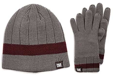 MUK-LUK Herren Men's Beanie and Glove Set Winter-Hut, Shadow/Chianti, Einheitsgröße