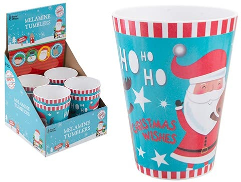 Verre de Noël en Plastique 325 ml - Père Noël et Renne - Pour Votre Boisson Préférée