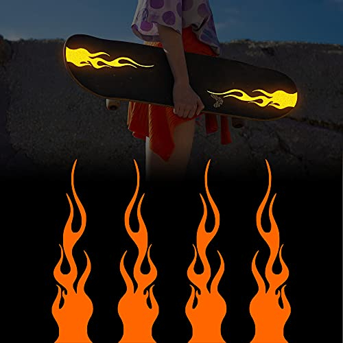 TOMALL 4 Stück 20 cm Reflektierende Aufkleber Auto Vinyl Racing Racing Flamme Streifen Aufkleber Golfwagen ATV Motorrad Fahrrad Skateboard Laptop DIY Dekoration (Orange)