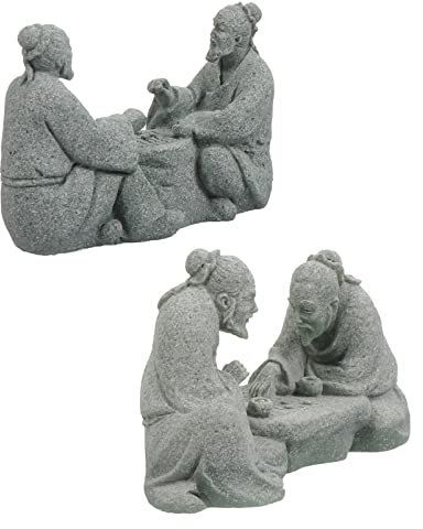 DOITOOL 2 Stücke Miniatur Alte Mann Statue Sandstein Chinesische Mann Spiele Schach Garten Figuren Ornament für Ask Tank Bonsai Landschaft Feeny Garten Dekoration