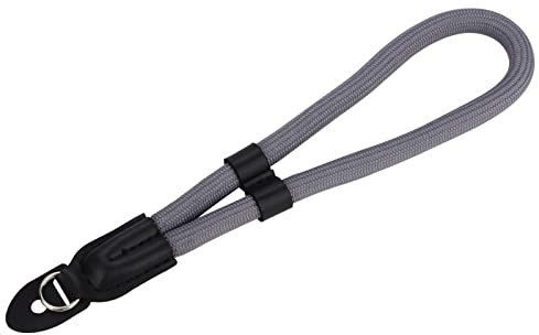 Leftfoto Camera Wrist band Strap,Quick Release Camera Wrist Strap,Safety Tether,Adjustable Climbing Rope Woven Cowhide for OM PEN E-P7 E-M10 IV E-M10 IIIs E-M5 III Gray, Gray, 20 cm
