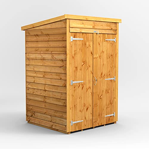 Powersheds High Grade Premium Pent Overlap Wooden Shed with Double Door, Security Features, Door Flexibility, made from 10 mm Extra Thick Timber (Windowless)