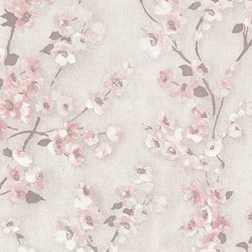 Erismann Blossom Tree Pink Stone Wallpaper 339577 - Textured Vinyl Floral Trail