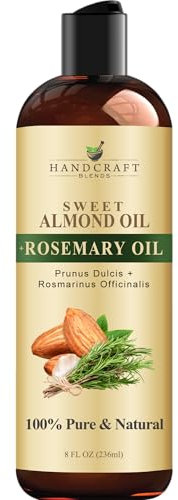 Handcraft Blends Sweet Almond Oil with Rosemary Oil - 236 ml - 100% Pure and Natural - Premium Grade Carrier Oil for Skin and Hair - Hair and Body - Massage - Hexane-Free