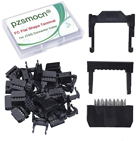Pzsmocn 20 Sätze IDC 2 * 4 Zweireihiger Rechteckiger Steckeradapter FC Schwarzer Crimpdraht Dreiteiliges Set 2,54 mm Rastermaß, 8-poliger FC-Buchsenstecker, für JTAG-Anschluss Flachbandkabel.