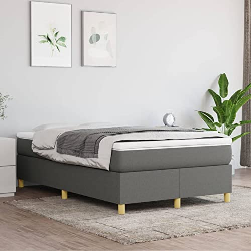 Tidyard Boxspringbett Bettgestell Polsterbett Jugendbett Gästebett Schlafzimmerbett Doppelbett/Einzelbett Balkenbett Bettrahmen Mit Lattenrost Holzbett Bett Dunkelgrau 120x200 cm Stoff