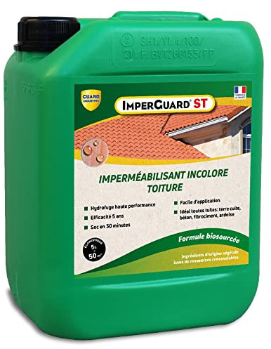 Imperméabilisant Toit Incolore Haute Performance –ImperGuard Spécial Toit-Toute Tuile-5 ans-Sec 30 min -5L-50 m2
