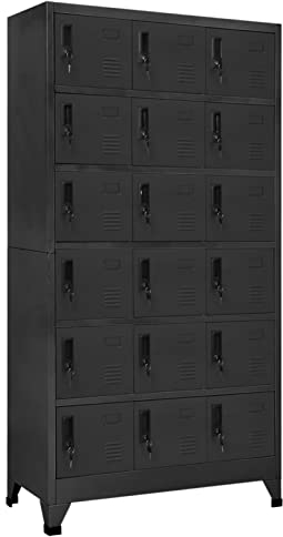 Festnight Schließfachschrank 18 Fächer metallschrank umkleideschrank spind Schrank fächerschrank Metall Büroschrank abschließbarer Schrank stahlschrank-Anthrazit-Mit 18 Schließfächern