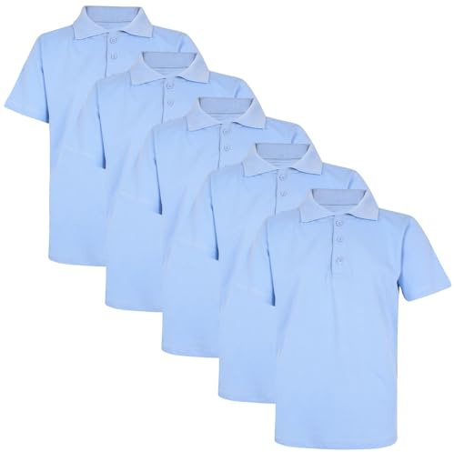 A2Z 4 Kids Boys Cotton T-Shirt Plain - PL Polo T Shirt Sky Blue 5 Pack 13-14