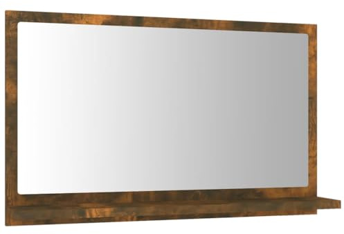 vidaXL Badspiegel, Spiegel Wandmontage, Wandspiegel für Badezimmer, Badezimmerspiegel Kosmetikspiegel Badmöbel, Räuchereiche Holzwerkstoff