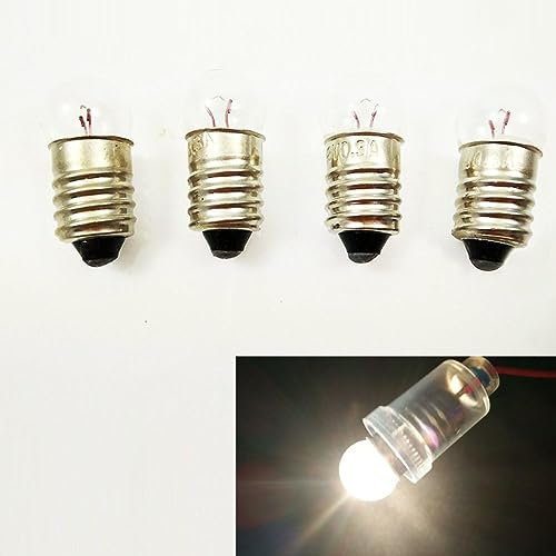 Otcmuky 10x E10 4.8V / 0.5A 1.14W Miniature Screw Base Bulb Lamp Flashlight Torch Work Light Experiment (Box of 10)