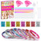 HappyKidsClub Mädchen DIY Armband Bastelset für Kinder - Kreativität Geschenk für Mädchen ab 4-10 Jahre - 8 Farben Glitzer & Zubehör zum Selbermachen - Lernspielzeug für Mädchen ab 4-10 Jahre