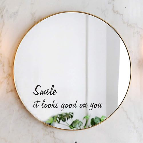 genkigold Smile,it Looks Good on You Spiegeldekal Vinyl, Autospiegel-Aufkleber, Positive Affirmationsaufkleber, Affirmationssticker für Spiegel, für Kinder, für Teenager, Badezimmeraufkleber