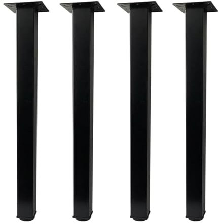 Jahof Pieds de Table Réglables 75 cm, Lot de 4 Pieds de Meubles Métal Noir, Profil 50x50 mm, Support en Acier pour Table à Manger, Bureau