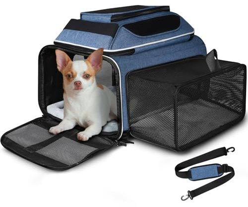 Petskd Erweiterbare Haustier-Tragetasche Oben und seitlich, 45,7 x 33 x 24,1 cm, Southwest Allegiant von Fluggesellschaften zugelassen, weiche Seiten-Tragetasche für kleine Katzen und Hunde, mit