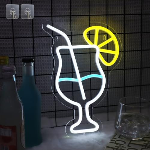 Attivolife Cocktails Neon Sign, Light up Bar Signs Wall Decor with Dimmable, USB Powered Drink LED Lamp, Best Aesthetic Birthday Gifts for Home Party Beer Bistro Pub Club Hotel Man Cave Kitchen Decor
