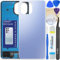 LUVSS Vitre Arrière pour Xiaomi Mi 11 Lite 5G NE Bleu Coque Cache Batterie, Adhésifs, Kit Outils, Guide De Réparation