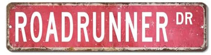 LMMIXEE Roadrunner Aluminium-Metallschild, Roadrunner, individuelles Straßenschild, Tier-Wanddekorationen für Wohnzimmer, Retro, rustikale Küche, Wandkunst, Innen- und Außendekoration, 61 x 15,2 cm